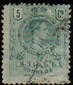 ESPAÑA 1909 268 Sello Alfonso XIII 5c. Tipo Medallón