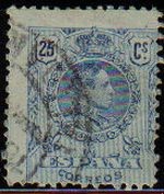 ESPAÑA 1909 274 Sello Alfonso XIII 25c. Tipo Medallón Usado