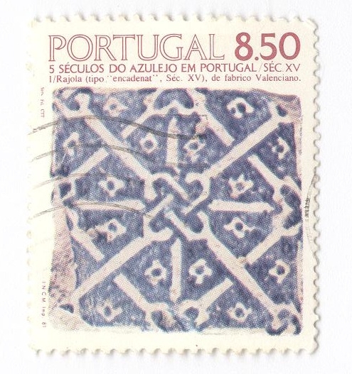 Cinco siglos de azulejos en Portugal. Rajola tipo encadenada