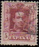 ESPAÑA 1922 312 Sello Alfonso XIII 5c. Tipo Vaquer Usado nº control al dorso