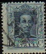 ESPAÑA 1922 315 Sello Alfonso XIII 15c. Tipo Vaquer Usado nº control al dorso