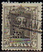 ESPAÑA 1922 318 Sello Alfonso XIII 30c. Tipo Vaquer Usado nº control al dorso