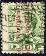 ESPAÑA 1931 595 Sello Alfonso XIII 10c. Sobrecargado con numero de control Usado