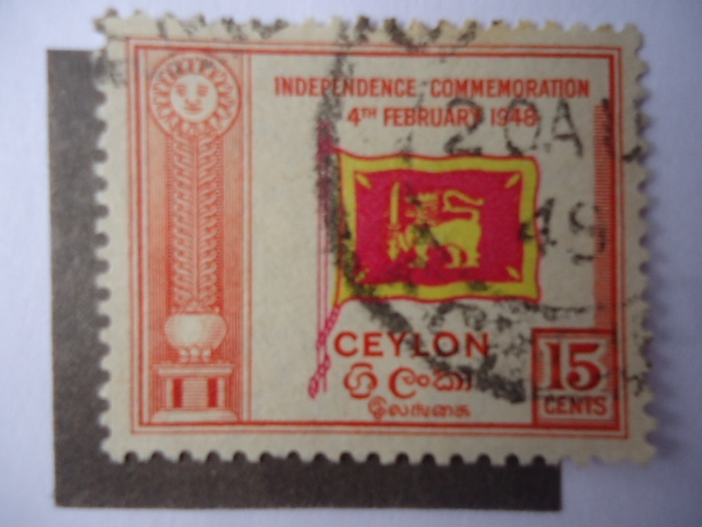 Independence Commemoration 4th february 1948 - Ceylon - Bandera.