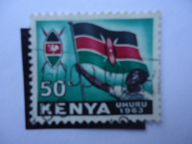Kenya-Uhuru 1963-. Bandera. Año de la Independencia.