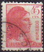 ESPAÑA 1938 752 Sello Alegoría de la República 45c Usado