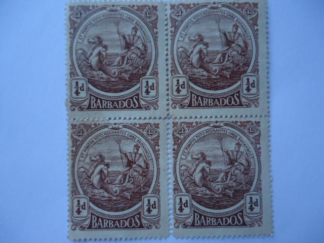 Sellos de la Colonia- King George V - Barbados - 1/4d.