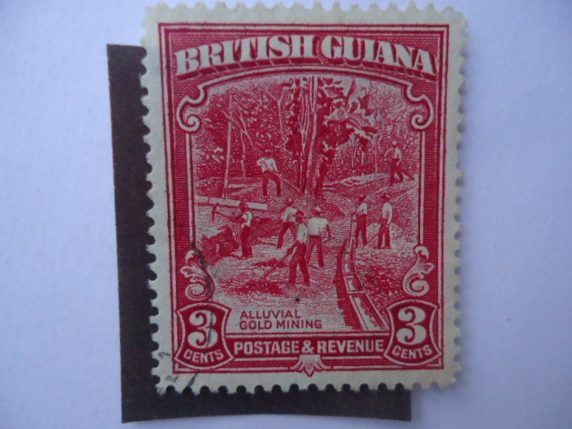 minería de Oro Aluvial- Serie:King, George VI -Postage y Revenue - British Guiana.