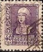 ESPAÑA 1938 858 Sello º Isabel la Católica 40c