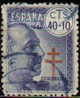 ESPAÑA 1940 938 Sello General Franco Pro Tuberculosos Usado