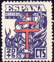 ESPAÑA 1942 949 Sello Nuevo Pro Tuberculosos Cruz de Lorena en rojo