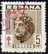 ESPAÑA 1948 1040 Sello Pro Tuberculosos Cruz de Lorena 5c. Usado