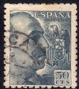 ESPAÑA 1949 1053 Sello General Franco 50c Usado
