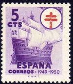 ESPAÑA 1949 1066 Sello Nuevo Pro Tuberculosis 5c c/charnela Espana Spain Espagne Spagna Spanje Spani