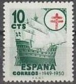 ESPAÑA 1949 1067 Sello Nuevo Pro Tuberculosis 10c