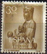 ESPAÑA 1954 1135 Sello Año Mariano Ntra. Sra. de Montserrat Barcelona Usado