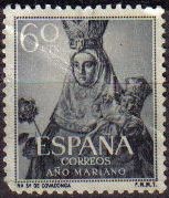 ESPAÑA 1954 1137 Sello Año Mariano Ntra. Sra. de Covadonga Asturias Usado