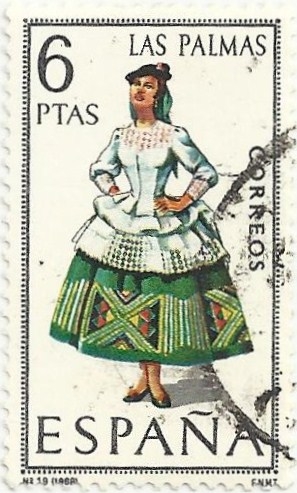 TRAJES TÍPICOS ESPAÑOLES. GRUPO II. Nº 19. LAS PALMAS. EDIFIL 1845