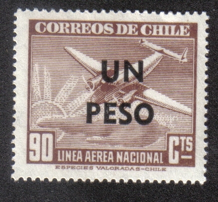 Correo aéreo sello número Michel . 270 con la impresión PESO ONU
