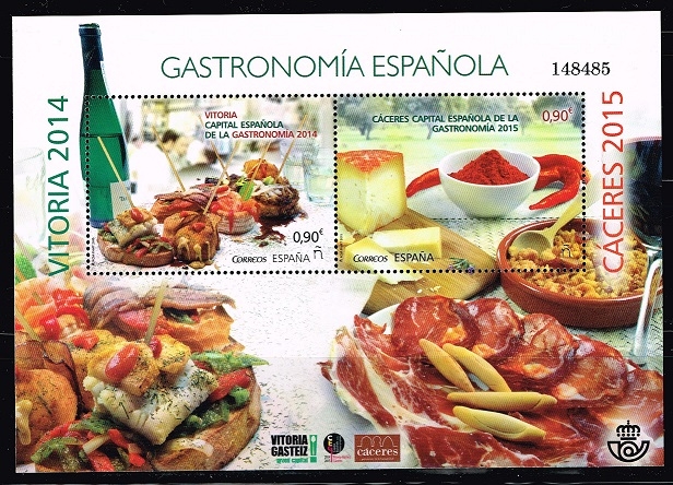 Edifil  4942 HB  Gastronomía Española.  Vitoria 2014- Cáceres 2015