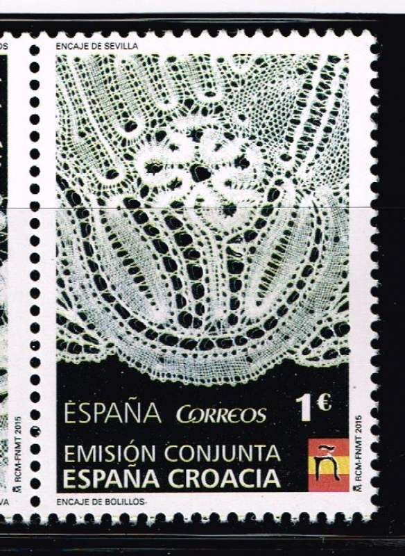 Edifil  4958  Encaje de Bolillos.  Croacia-España.  Encaje de Sevilla.