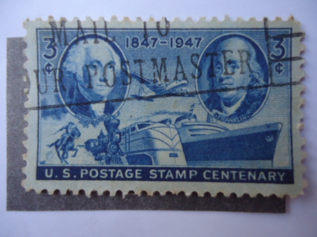 George Washington y Benjamin Franklin - Stam Centenary 1847-1947.