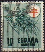 ESPAÑA 1950 1085 Sello Pro tuberculosis 10c Adorno Navideño Usado