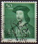 ESPAÑA 1952 1106 Sello V Centenario del Nacimiento de Fernando el Católico Usado
