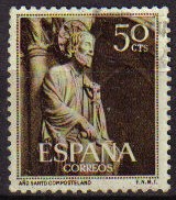 ESPAÑA 1954 1130 Sello Año Santo Compostelano Portico de la Gloria Santiago Usado