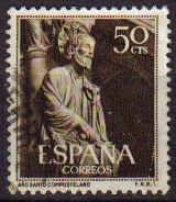 ESPAÑA 1954 1130 Sello Año Santo Compostelano Portico de la Gloria Santiago Usado