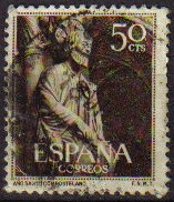 ESPAÑA 1954 1130 Sello Año Santo Compostelano Portico de la Gloria Santiago Usado