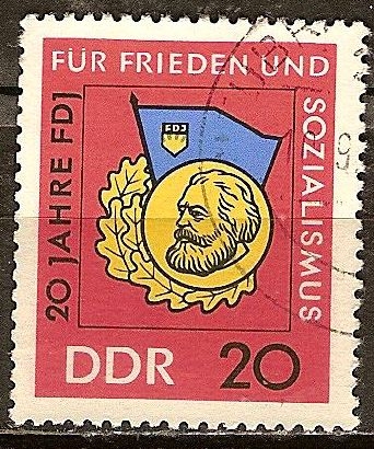 20 años de la juventud libre alemana (FDJ) por la paz y el socialismo-DDR.