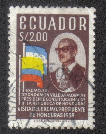 Sellos de 1958 con sobreimpresión AEREO, Presidente de Honduras