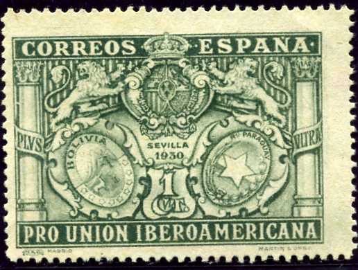 Pro Union Iberoamericana. Escudos de España, Bolivia y Paraguay