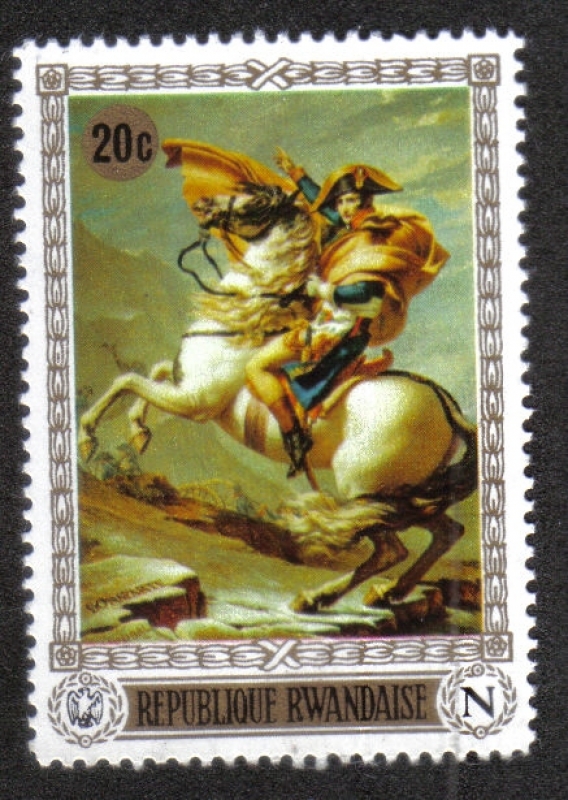200 cumpleaños de Napoleón,Napoleón en el Gran San Bernardo por Jacques Louis David 