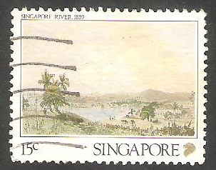 569 - Litografía, Río Singapur 1839