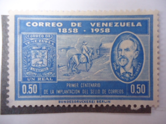 Correo de Venezuela 1858-1958 - PrimerCentenario de la Implantación del Sello de Correo .- Don Migue