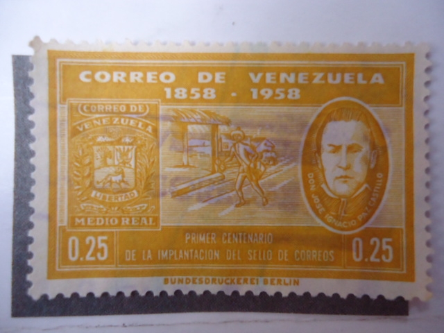Correo de Venezuela 1858-1958 - PrimerCentenario de la Implantación del Sello de Correo .- Don Migue