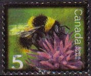 CANADA 2007 Sello Animales Abejorro Bombus Polaris Polinizando una Flor usado