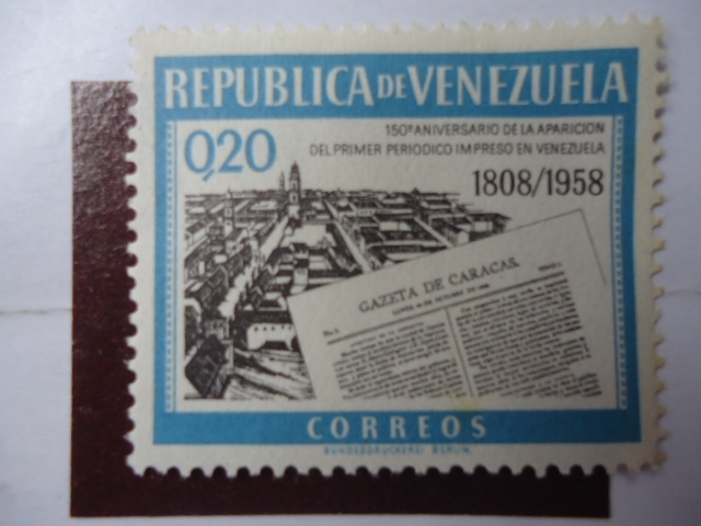 150º Aniversario de la Aparición del Primer Periodico Impreso en Venezuel 1808-1958 - Gazeta de Cara