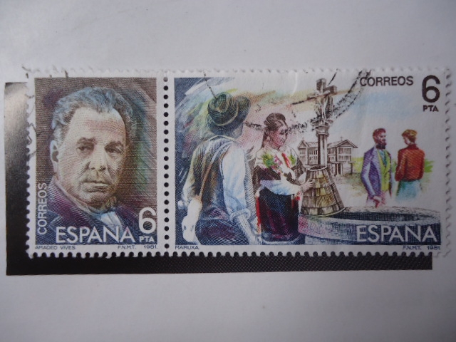 Ed: 2653- Músico, Amadeo Vives (1871-1932) y Ed: 2654- Dibujo de la Zarzuela ¨Maruxa¨
