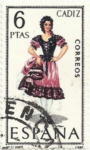 TRAJES TÍPICOS ESPAÑOLES. GRUPO I. Nº 11. CADIZ. EDIFIL 1777