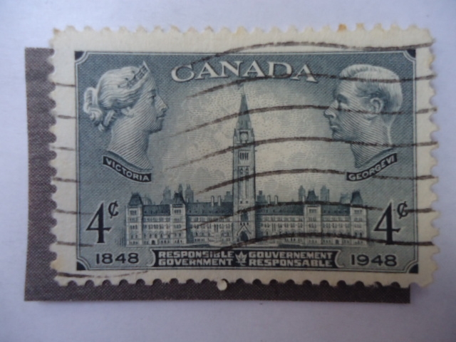 Reina Victoria y Georg VI. Centenario del Gobierno Autónomo1848-1948- Parlamentode Ottawa.