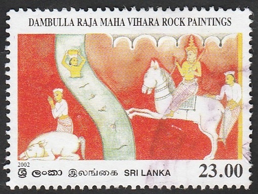 Festival Vesak. Pintura en la gruta Raja Maha Vihara, de Dambulla