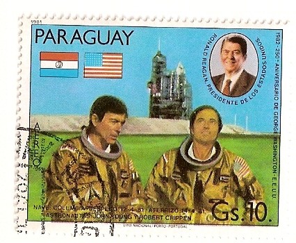 Astronautas John Young y Robert Crippen.