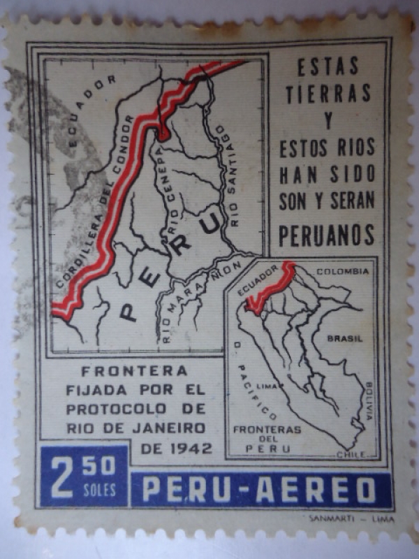 Frontera Fijada por el Protocolo de Río de Janeiro 1942.