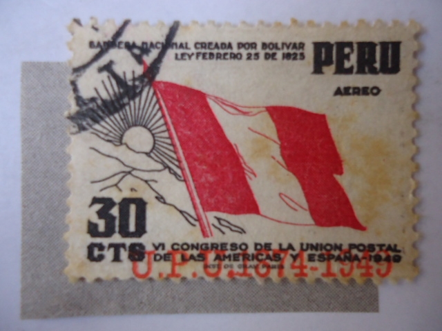 VI Congreso de la Unión Postal de las Américas y España 1949 - Bandera creada por Bolívar 1925.