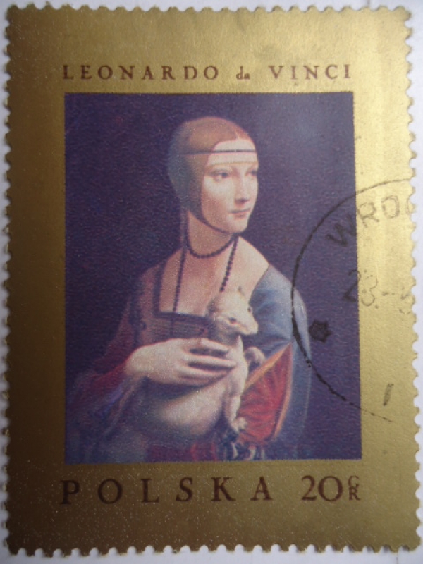 Leonardo da Vinci (1452-1519) - Oleo: La Dama con Armiño -  1485 - Musée Cartoryski, Cracouir.