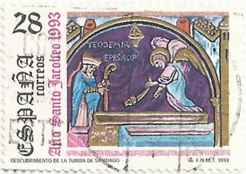 AÑO SANTO JACOBEO. DESCUBRIMIENTO TUMBA DEL APOSTOL POR THEODOMIRO. EDIFIL 3253