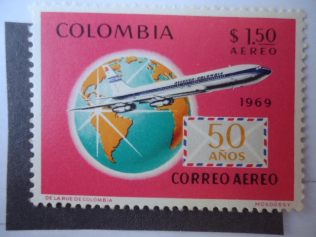 50 Años Correo Aéreo de Colombia - Boeing 720 de la aerolínea Avianca de Colombia